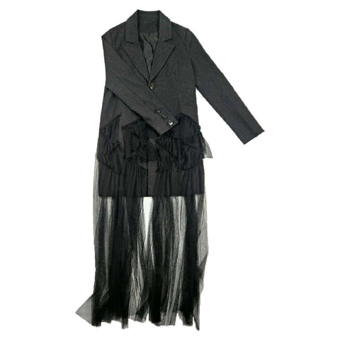 Womens Blazers Long Sleeved Black Striped Women Blazers And Jackets Stitching Mesh Ladies Suit Coat Co 2022 Summer