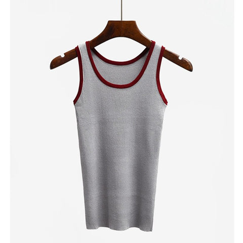 New Knitted Women Tank Top Euro Style Sleeveless T Shirt Fashion Casual Summer Vest Female Tee Shirt