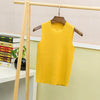 T Shirt Women 2022 Summer Tank Tops Solid High Quality Knitted Elastic Base Sleeveless Vest Helter Tee Shirt Femme