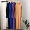 GIGOGOU  Mink Cashmere Bodycon Dresses For Women Long Knit Sweater Dress Korean  Winter Thick Warm Maxi Midi Dress