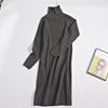 GIGOGOU Thumb Hole Long Knit Women Maxi Sweater Retro Thick Warm Turtleneck Straight Dress Winter Christmas Party Dress Vestido