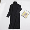 GIGOGOU Thumb Hole Long Knit Women Maxi Sweater Retro Thick Warm Turtleneck Straight Dress Winter Christmas Party Dress Vestido