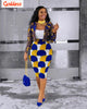 GODDESS 2023 Spring Women's Printed Short Suit Jacket + Temperament Package Hip Sexy Skirt 2-piece Casual Office Suit