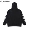 GONTHWID 2023 Hip Hop Hoodie Sweatshirt Streetwear Earth Skeleton Print Punk Gothic Hooded Winter Harajuku Cotton Pullover Black