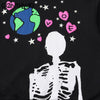 GONTHWID 2023 Hip Hop Hoodie Sweatshirt Streetwear Earth Skeleton Print Punk Gothic Hooded Winter Harajuku Cotton Pullover Black
