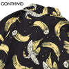GONTHWID Banana Print Hawaiian Long Sleeve Shirts Streetwear Men Women Hip Hop Harajuku Casual Holiday Party Beach Blouse Tops