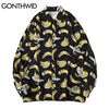 GONTHWID Banana Print Hawaiian Long Sleeve Shirts Streetwear Men Women Hip Hop Harajuku Casual Holiday Party Beach Blouse Tops