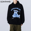 GONTHWID Blindfolded Toy Bear Print Hooded Sweatshirts Streetwear Hip Hop Men Casual Harajuku Hoodies Pullover Tops Male