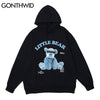 GONTHWID Blindfolded Toy Bear Print Hooded Sweatshirts Streetwear Hip Hop Men Casual Harajuku Hoodies Pullover Tops Male
