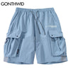 GONTHWID Cargo Shorts 3M Reflective Baggy Pockets Joggers Short Pants Mens Hip Hop Harajuku Casual Streetwear Trousers