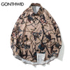 GONTHWID Chains and Belts Print Long Sleeve Mens Shirts Casual Dress Shirt Hip Hop Hipster Button Down Streetwear Tops