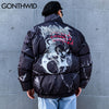 GONTHWID Cotton Padded Thick Parkas Jackets Streetwear Hip Hop Graffiti Bear Print Zipper Winter Coats Mens Casual Tops