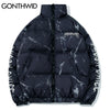 GONTHWID Cotton Padded Thick Parkas Jackets Streetwear Hip Hop Graffiti Bear Print Zipper Winter Coats Mens Casual Tops