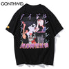 GONTHWID Cotton Tshirts Men Summer Hip Hop Short Sleeve Anime Cartoon Girls T-Shirts Streetwear Casual Harajuku Tops Tee