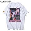 GONTHWID Cotton Tshirts Men Summer Hip Hop Short Sleeve Anime Cartoon Girls T-Shirts Streetwear Casual Harajuku Tops Tee