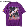 GONTHWID Cotton Tshirts Men Summer Hip Hop Short Sleeve Anime Cartoon Girls T-Shirts Streetwear Casual Harajuku Tops Tee