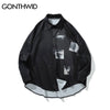GONTHWID Creative Print Long Sleeve Dress Shirts Hip Hop Harajuku Urban Casual Button Donw Streetwear Shirt Tops Shirts