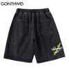 GONTHWID Denim Jean Shorts Harajuku Graffiti Print Short Pants Streetwear Mens Hip Hop Summer Casual Shorts Denim Pants