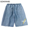 GONTHWID Denim Jean Shorts Harajuku Graffiti Print Short Pants Streetwear Mens Hip Hop Summer Casual Shorts Denim Pants
