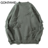 GONTHWID Distressed Destroyed Knitted Jumper Sweaters Streetwear Men 2023 Hip Hop Harajuku Casual Pullover Knitwear Tops