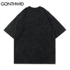GONTHWID Distressed Tees Shirts Fire Flame Eye Print Short Sleeve Tshirts Streetwear Hip Hop Harajuku Casual Cotton Loose Tops