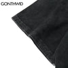 GONTHWID Distressed Tees Shirts Fire Flame Eye Print Short Sleeve Tshirts Streetwear Hip Hop Harajuku Casual Cotton Loose Tops