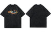 GONTHWID Distressed Tees Shirts Fire Flame Eye Print Short Sleeve Tshirts Streetwear Hip Hop Harajuku Casual Cotton Loose Tops