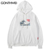 GONTHWID Embroidered Japanese Ukiyo-e Kanagawa Surfing Thin Hoodies Sweatshirts 2023 Harajuku Hip Hop Casual Pullover Hoodie Top