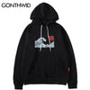 GONTHWID Embroidered Japanese Ukiyo-e Kanagawa Surfing Thin Hoodies Sweatshirts 2023 Harajuku Hip Hop Casual Pullover Hoodie Top