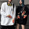 GONTHWID Embroidery Animal Flowers Rabbits Print Hooded Sweatshirts Harajuku Pullover Hoodies Hip Hop Casual Streetwear