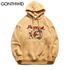 GONTHWID Embroidery Bear Fleece Sweatshirts Hoodies Streetwar 2023 Mens Harajuku Hip Hop Casual Pullover Hooded Tops