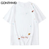 GONTHWID Embroidery Planets Stars Tees Shirts Streetwear Harajuku Casual Short Sleeve Tshirts Mens Hip Hop Summer Tops