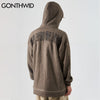 GONTHWID Fleece Hooded Jackets Streetwear Casual Graffiti Angel Print Letter Embroidery Harajuku Hip Hop Men Coat Tops Outwear