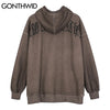 GONTHWID Fleece Hooded Jackets Streetwear Casual Graffiti Angel Print Letter Embroidery Harajuku Hip Hop Men Coat Tops Outwear