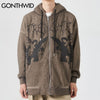 GONTHWID Fleece Hooded Jackets Streetwear Casual Graffiti Angel Print Letter Embroidery Harajuku Hip Hop Men Coat Tops Outwear