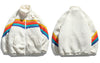 GONTHWID Fleece Parka Jackets Rainbow Color Block Patchwork Zipper Cotton Padded Coats Winter Thick Warm Hip Hop Harajuku Tops