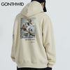 GONTHWID Funny Angels Cat Print Hoodies Sweatshirts Harajuku Hip Hop Casual Pullover Hooded Streetwear 2023 Men Tops
