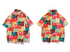 GONTHWID Funny Colorful Cats Print Hawaiian Shirts Men Summer Aloha Tropical Shirt Casual Button Down Short Sleeve Beach Shirts