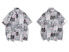 GONTHWID Funny Colorful Cats Print Hawaiian Shirts Men Summer Aloha Tropical Shirt Casual Button Down Short Sleeve Beach Shirts