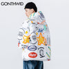 GONTHWID Graffiti Devil Poster Print Zipper Hooded Cotton Padded Jackets Streetwear Men Women Coats Hip Hop Harajuku Casual Tops