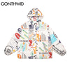 GONTHWID Graffiti Devil Poster Print Zipper Hooded Cotton Padded Jackets Streetwear Men Women Coats Hip Hop Harajuku Casual Tops
