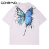 GONTHWID Graffiti Ink Butterfly Print Streetwear Tshirts Hip Hop Casual Short Sleeve Tees Shirts Men 2023 Summer Tops