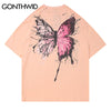 GONTHWID Graffiti Ink Butterfly Print Streetwear Tshirts Hip Hop Casual Short Sleeve Tees Shirts Men 2023 Summer Tops