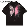 GONTHWID Graffiti Ink Butterfly Print Streetwear Tshirts Hip Hop Casual Short Sleeve Tees Shirts Men 2023 Summer Tops