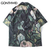 GONTHWID Graffiti Painting Print Aloha Beach Hawaiian Shirts Mens Summer Casual Short Sleeve Tropical Holiday Blouse Button Down