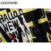 GONTHWID Graffiti Print Long Sleeve Dress Shirts Streetwear Hip Hop Hipster Causal Button Up Shirt Tops 2023 Shirts Tees