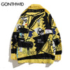 GONTHWID Graffiti Print Long Sleeve Dress Shirts Streetwear Hip Hop Hipster Causal Button Up Shirt Tops 2023 Shirts Tees