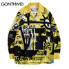GONTHWID Graffiti Print Long Sleeve Dress Shirts Streetwear Hip Hop Hipster Causal Button Up Shirt Tops 2023 Shirts Tees