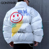 GONTHWID Graffiti Print Puffer Cotton Padded Parkas Streetwear Hip Hop Casual Thick Warm Jackets Coats Hipster Winter Co