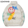 GONTHWID Graffiti Print Puffer Cotton Padded Parkas Streetwear Hip Hop Casual Thick Warm Jackets Coats Hipster Winter Co